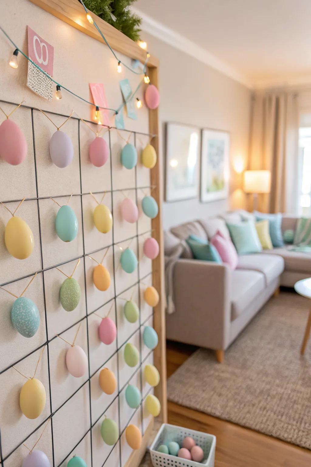 Soft pastel shades on Easter eggs evoke a gentle spring ambiance.