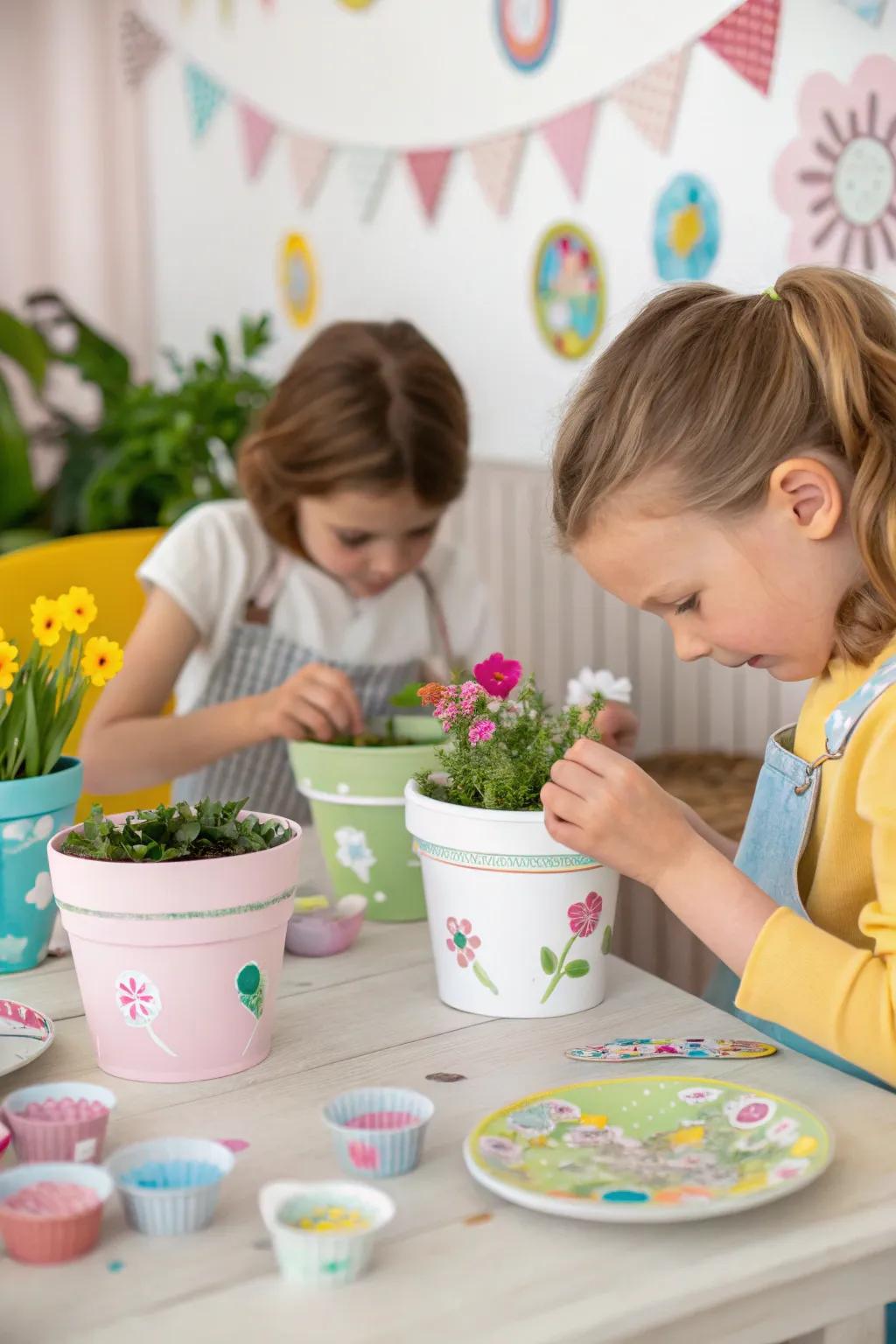 Kids reveling in a spring crafting session