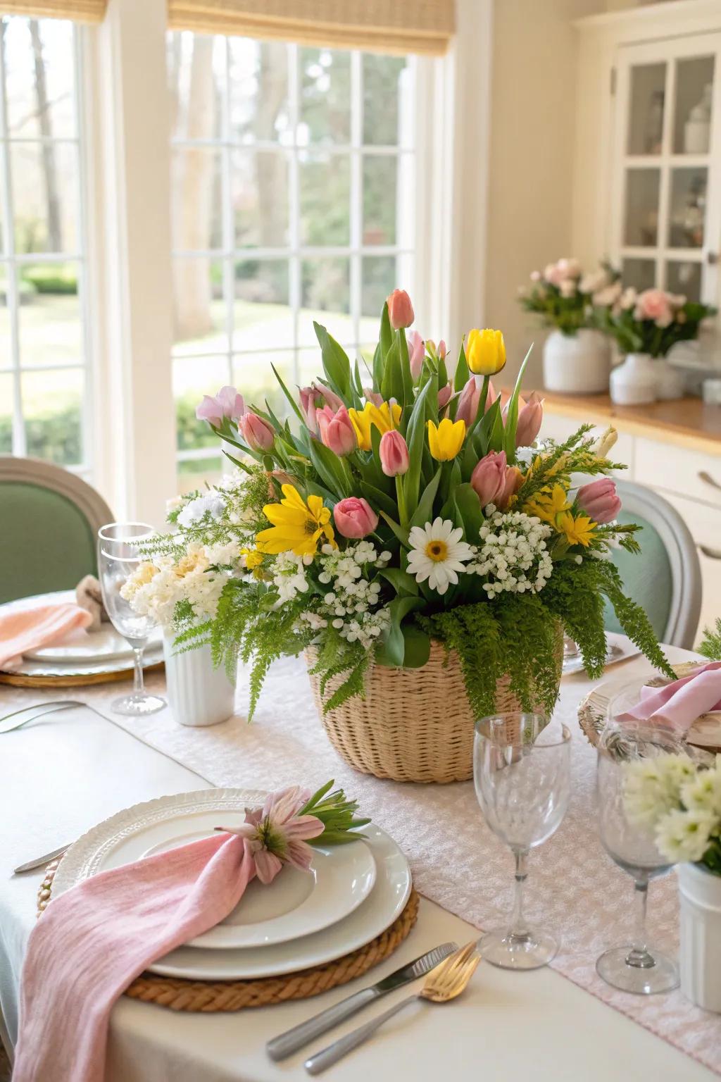 A vibrant floral centerpiece perfect for springtime.