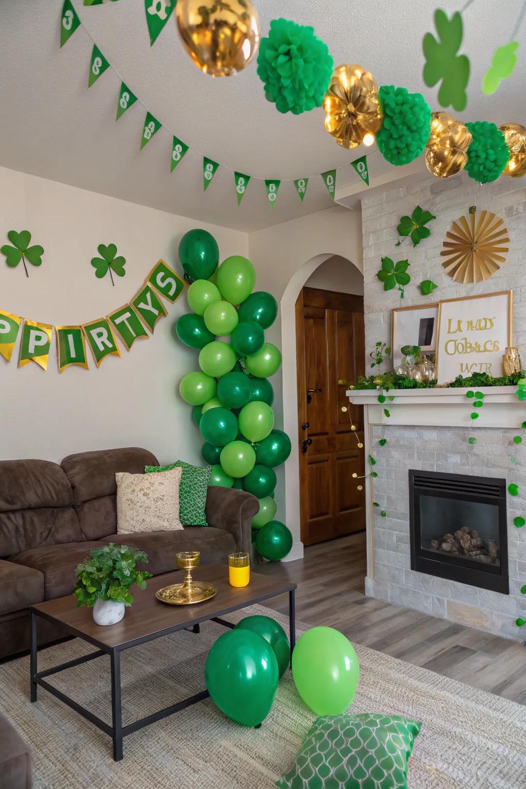 Transform your space into a lush green escape with lively balloons and shamrock-inspired decorations.
