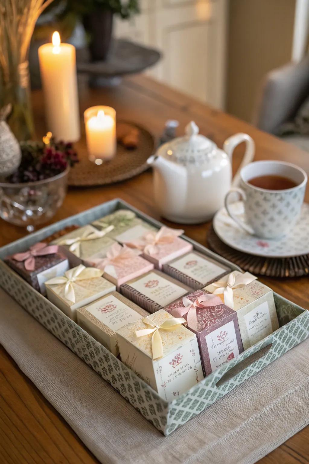 Premium tea tasting packs are a considerate gift.