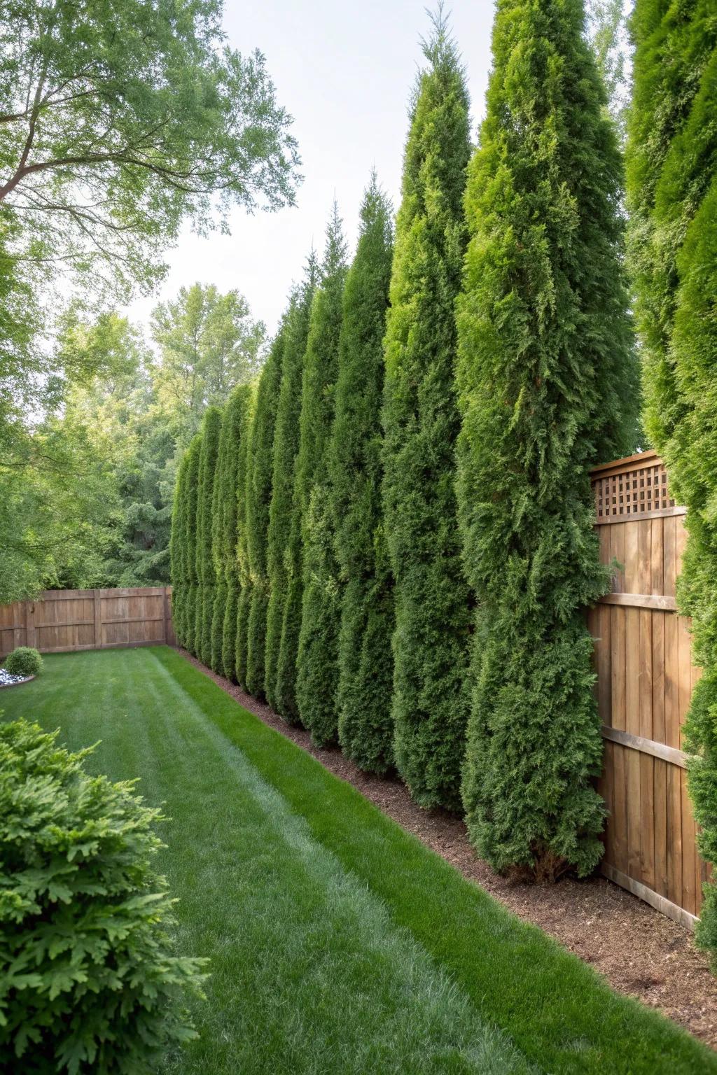 Attain maximum seclusion with Emerald Sentinel trees encircling your backyard.