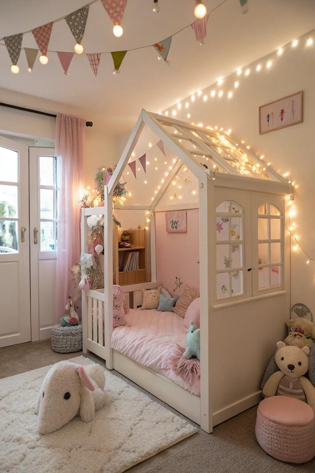 A charming house-shaped bed, ideal for nurturing dreams.