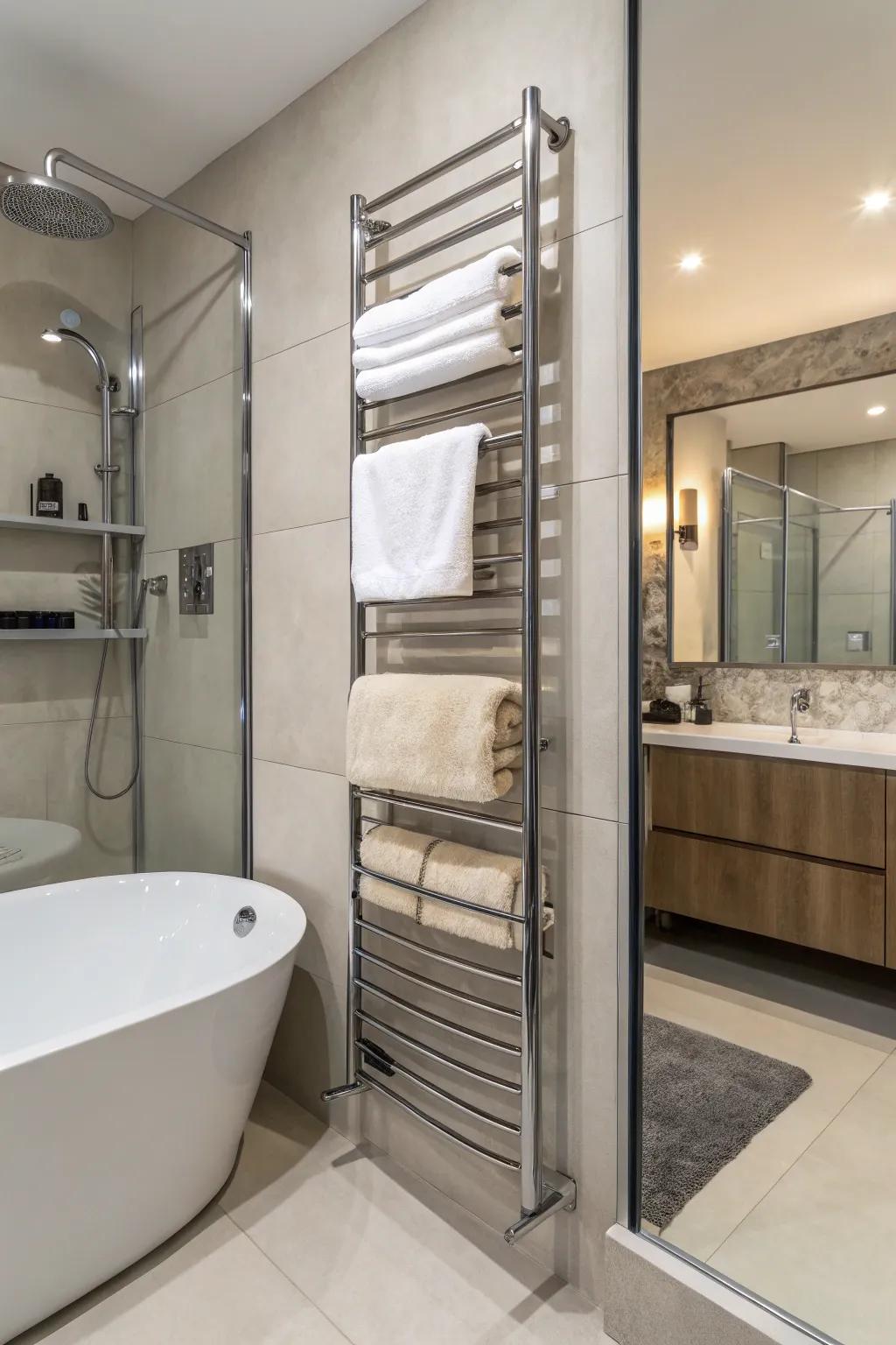 Secured wall fixtures offer a refined solution for towel storage in limited spaces.