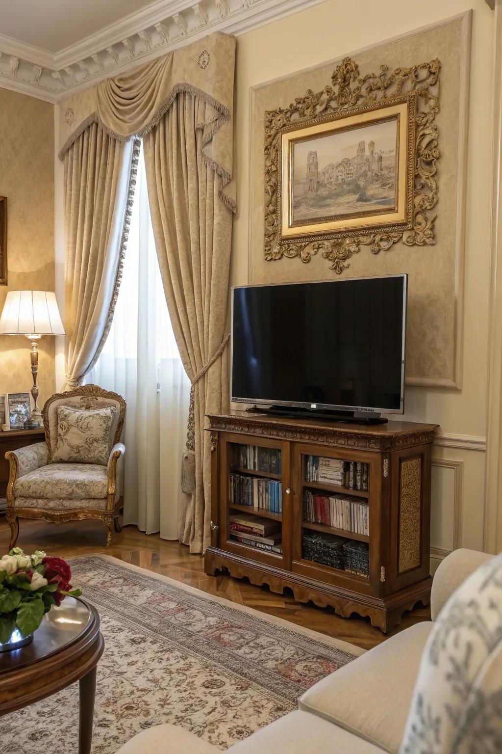 Infuse your TV with a dash of refinement using an ornate, decorative frame.