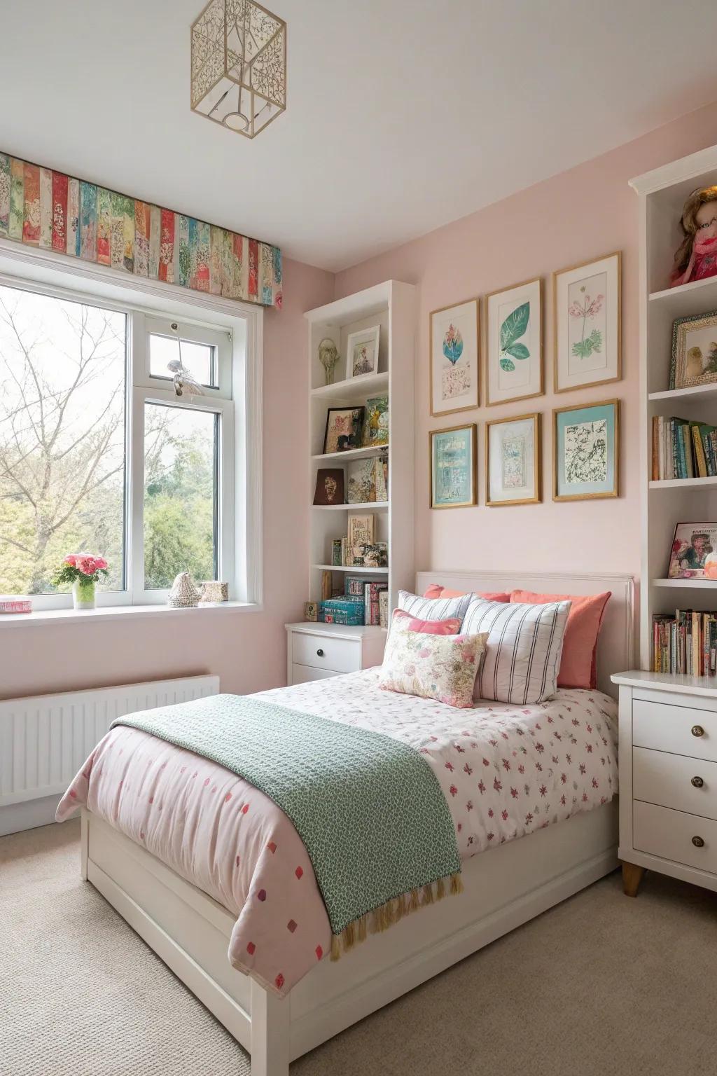 Pastels evoke a calming yet lively vibe, ideal for a tween's evolving space and allowing for growth and imagination.
