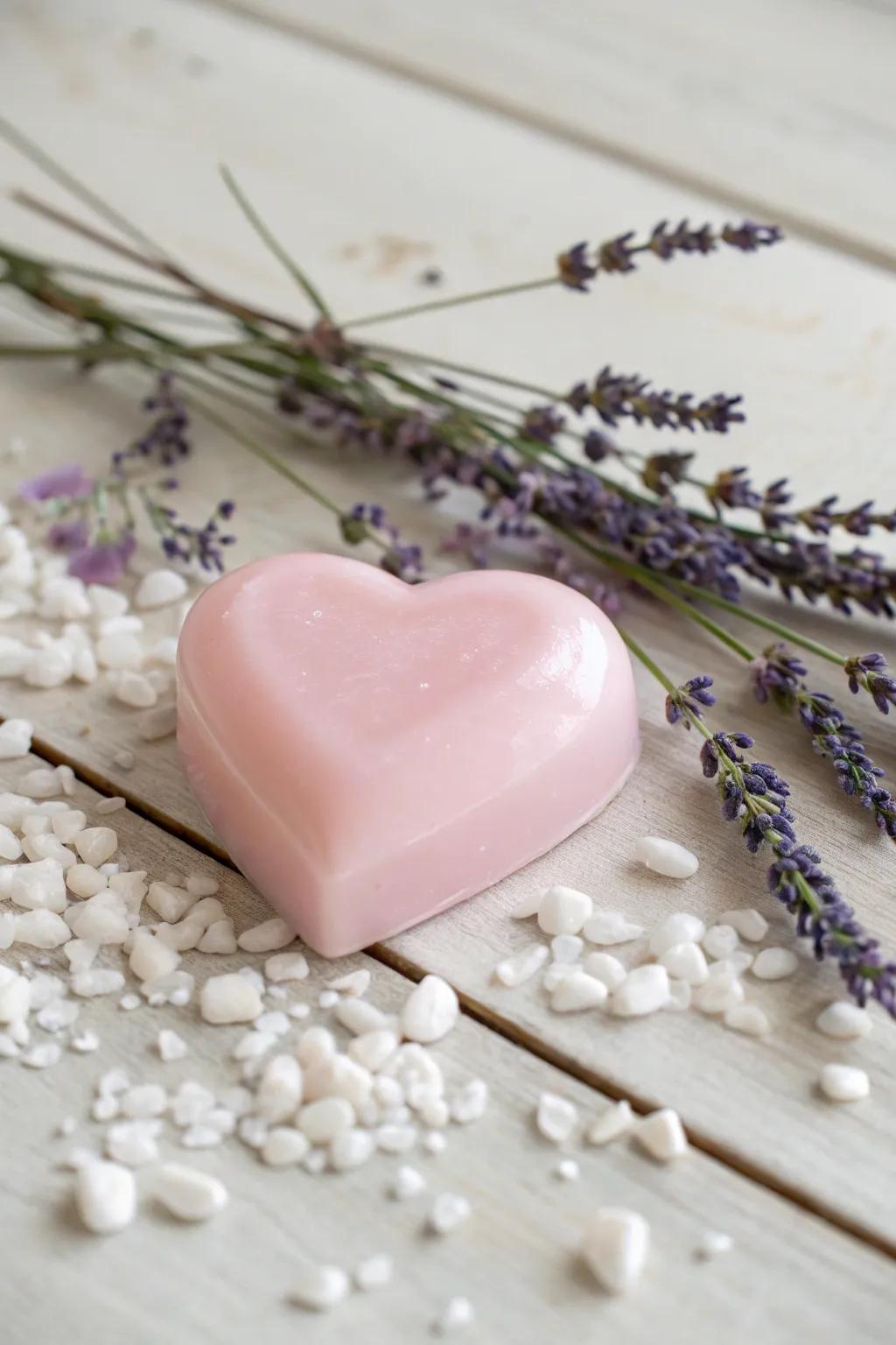 Embrace understated grace with self-made heart-shaped soaps, imbuing a Valentine&rsquo;s essence.