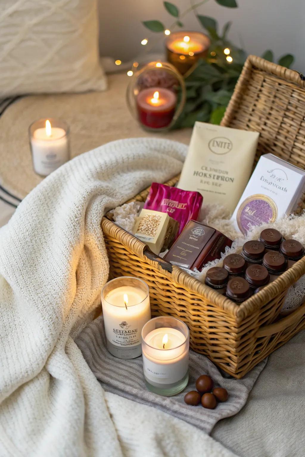 A personalized gift basket brimming with Valentine's Day cheer