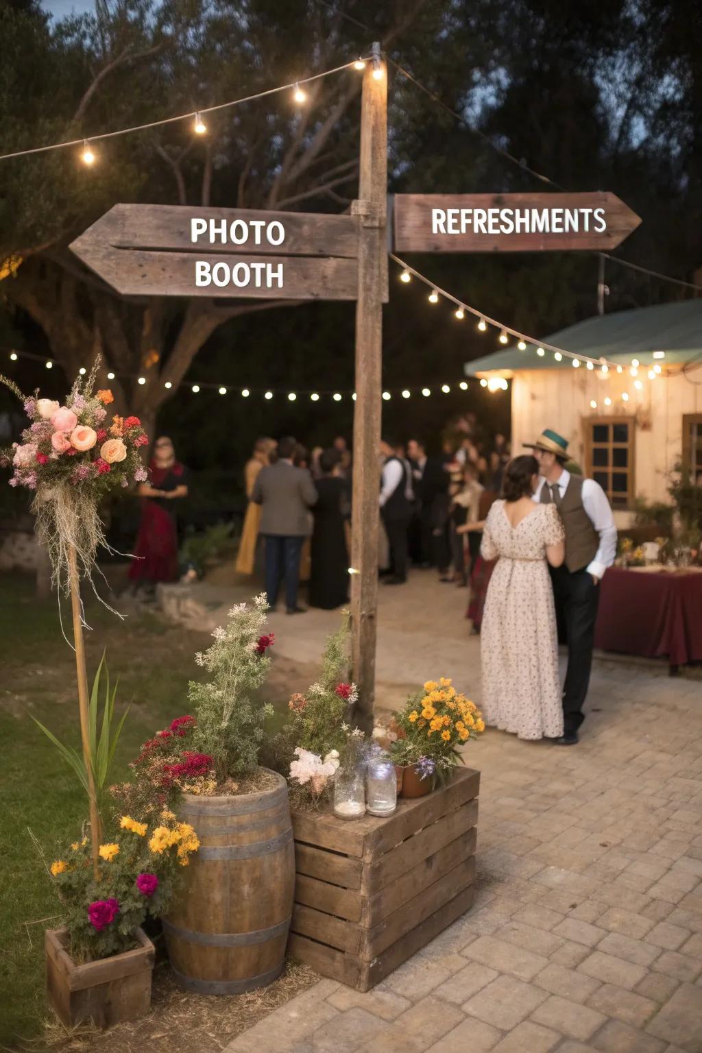 Captivating weathered wood plaques enhancing a vintage Sweet 16 ambiance.