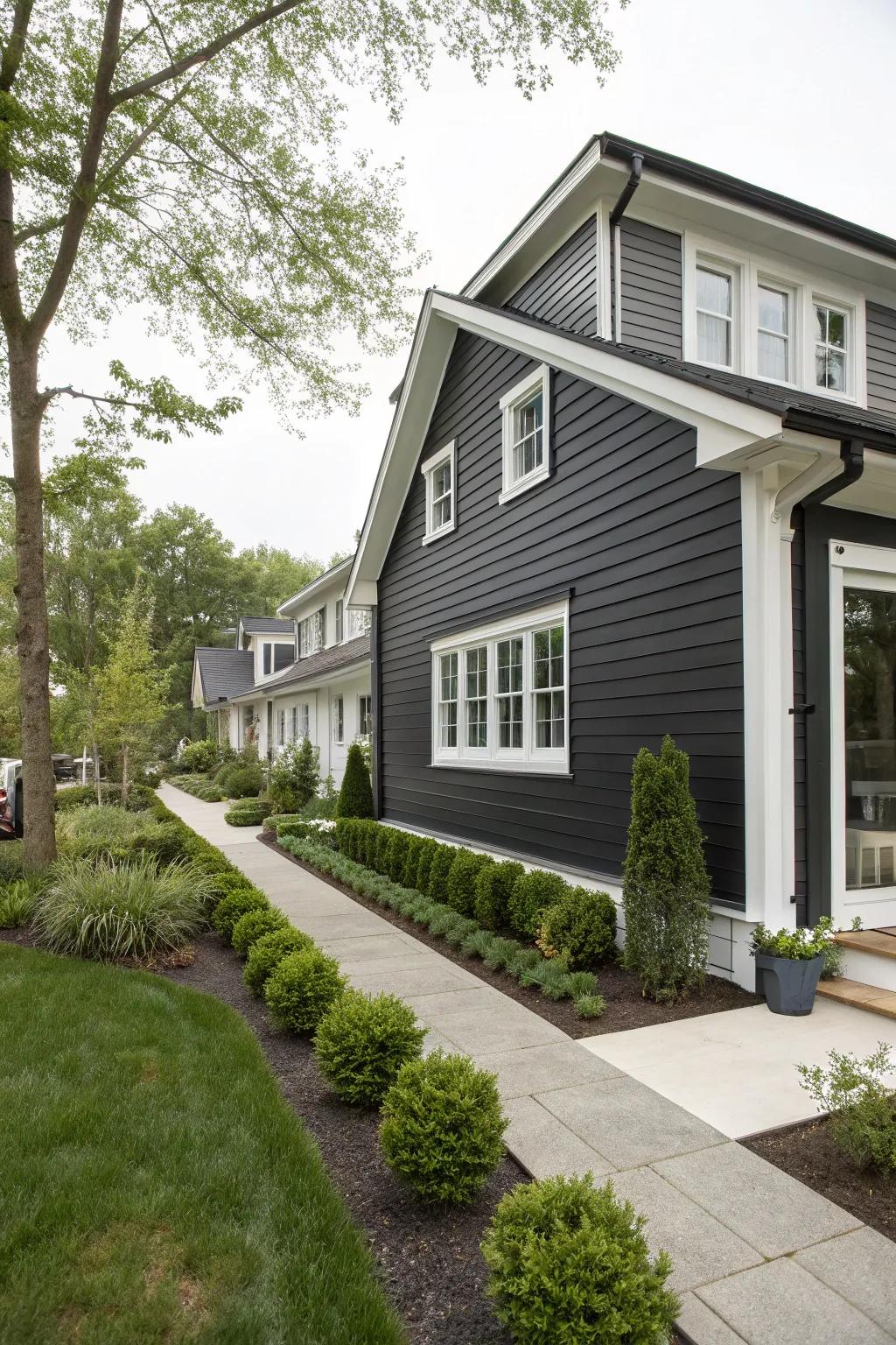 Dark vinyl siding can make your home stand out with its bold and modern look.