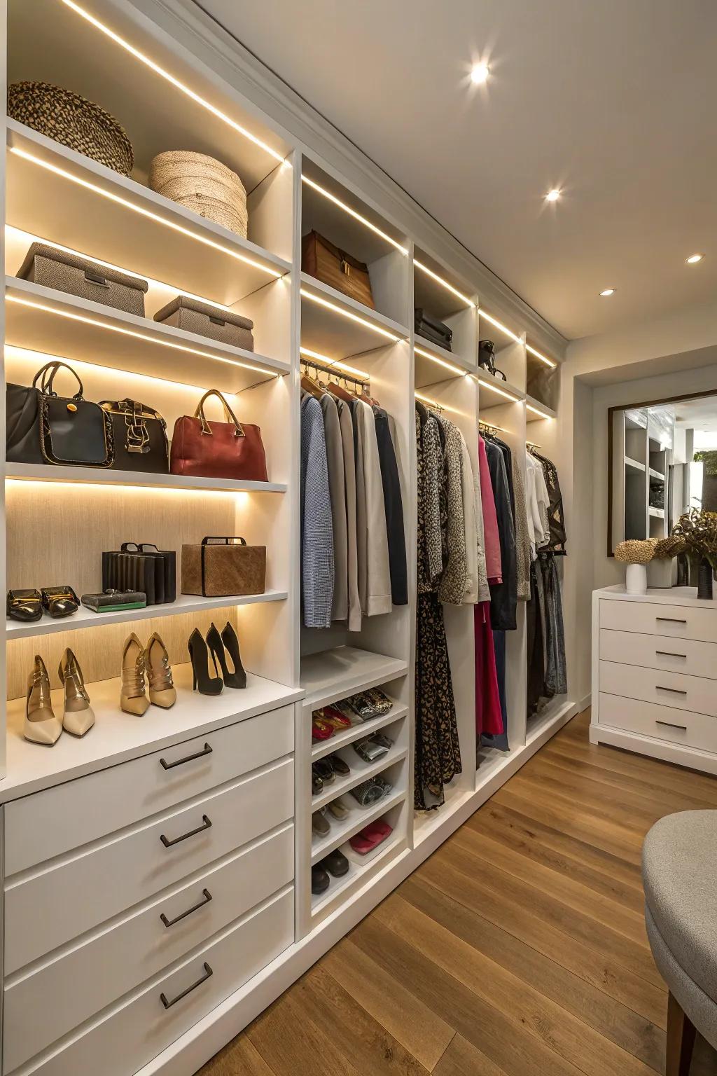 Employ high-reaching shelves to harness vertical space and achieve comprehensive storage.