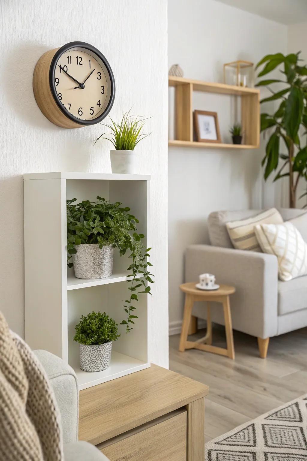 Savor the allure of minimalism with understated wall cubes.