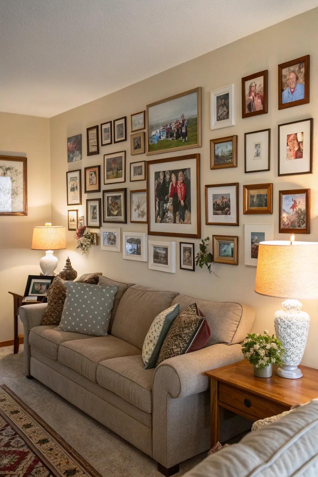 A personalized photo gallery wall celebrating family moments.