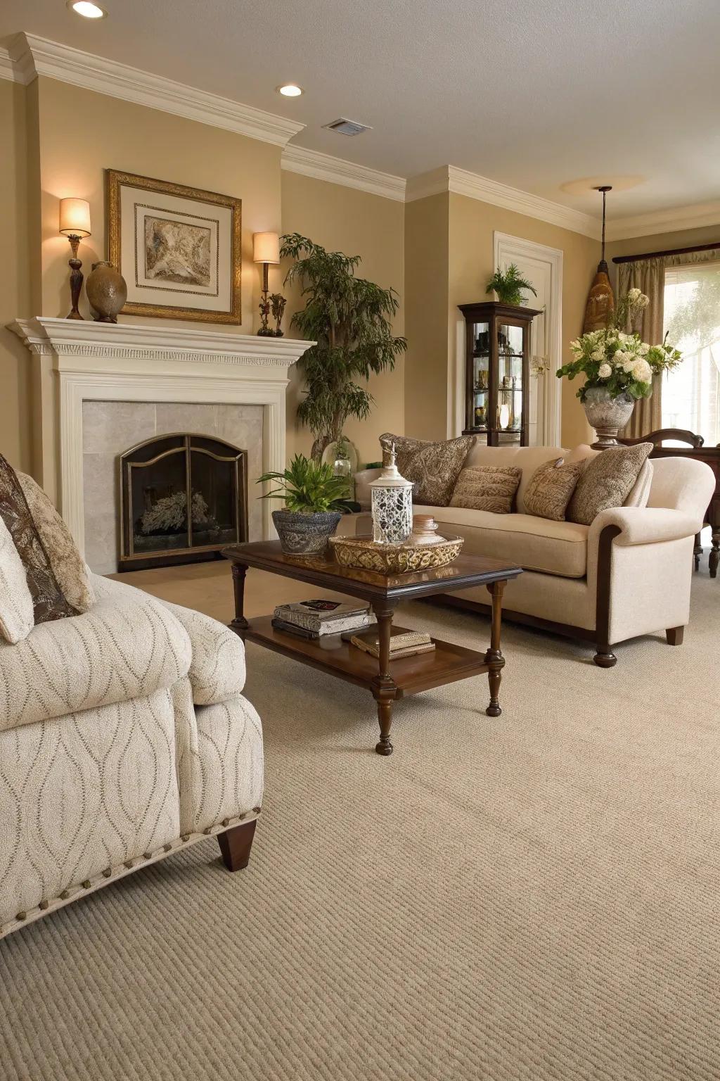 Neutral carpets encourage an atmosphere of balance and peace.