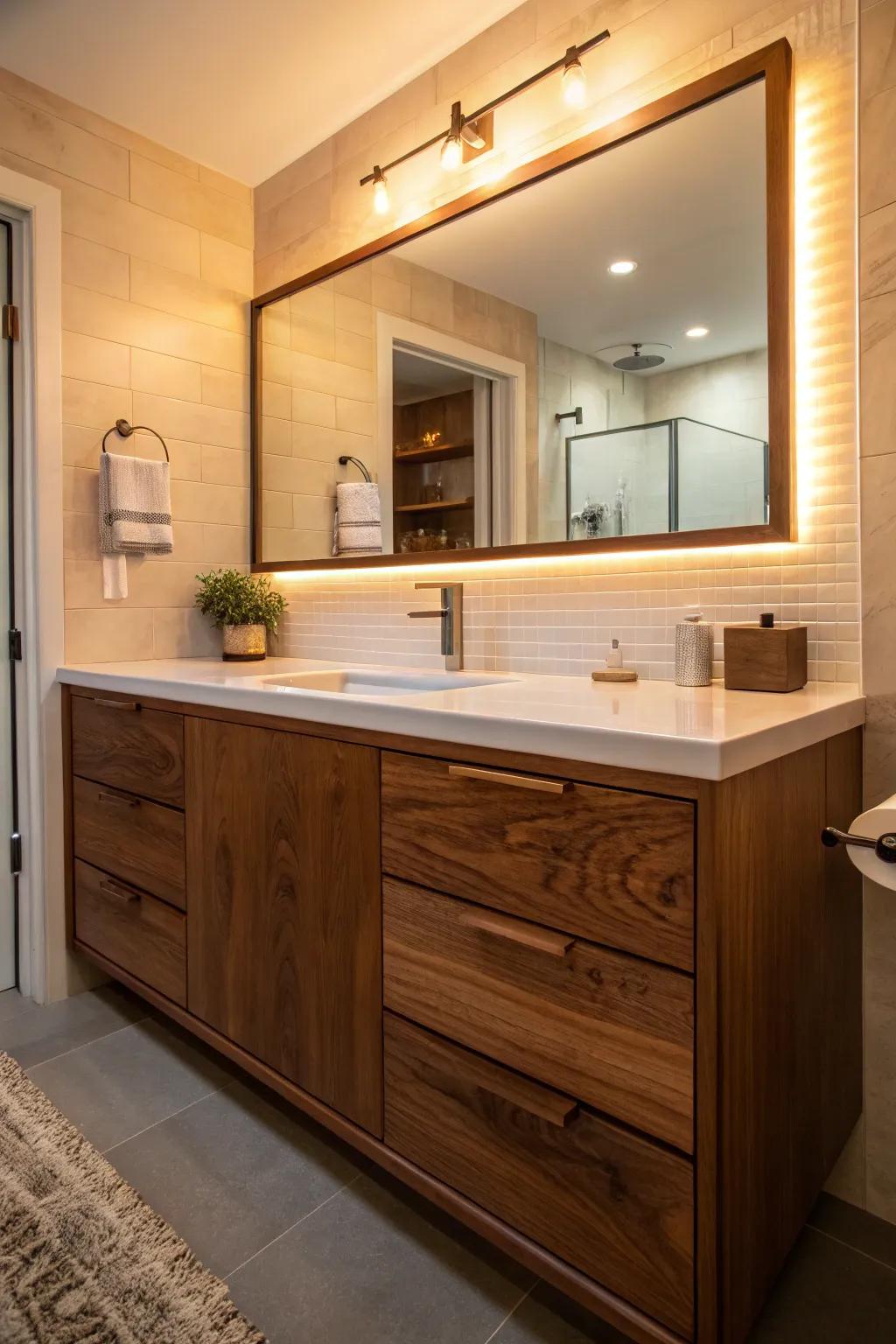 The deep, authentic shade of chestnut adds a layer of warmth to any bathroom.