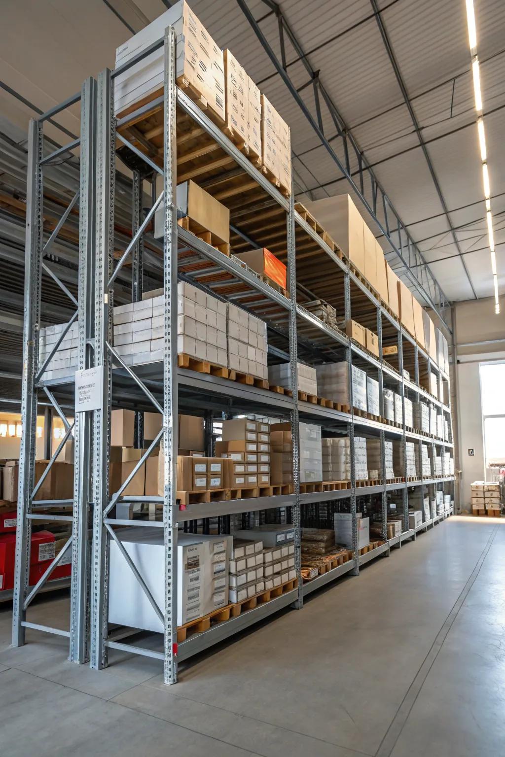 Get the most from your vertical storage by using multi-level shelving to utilize every bit of available space.
