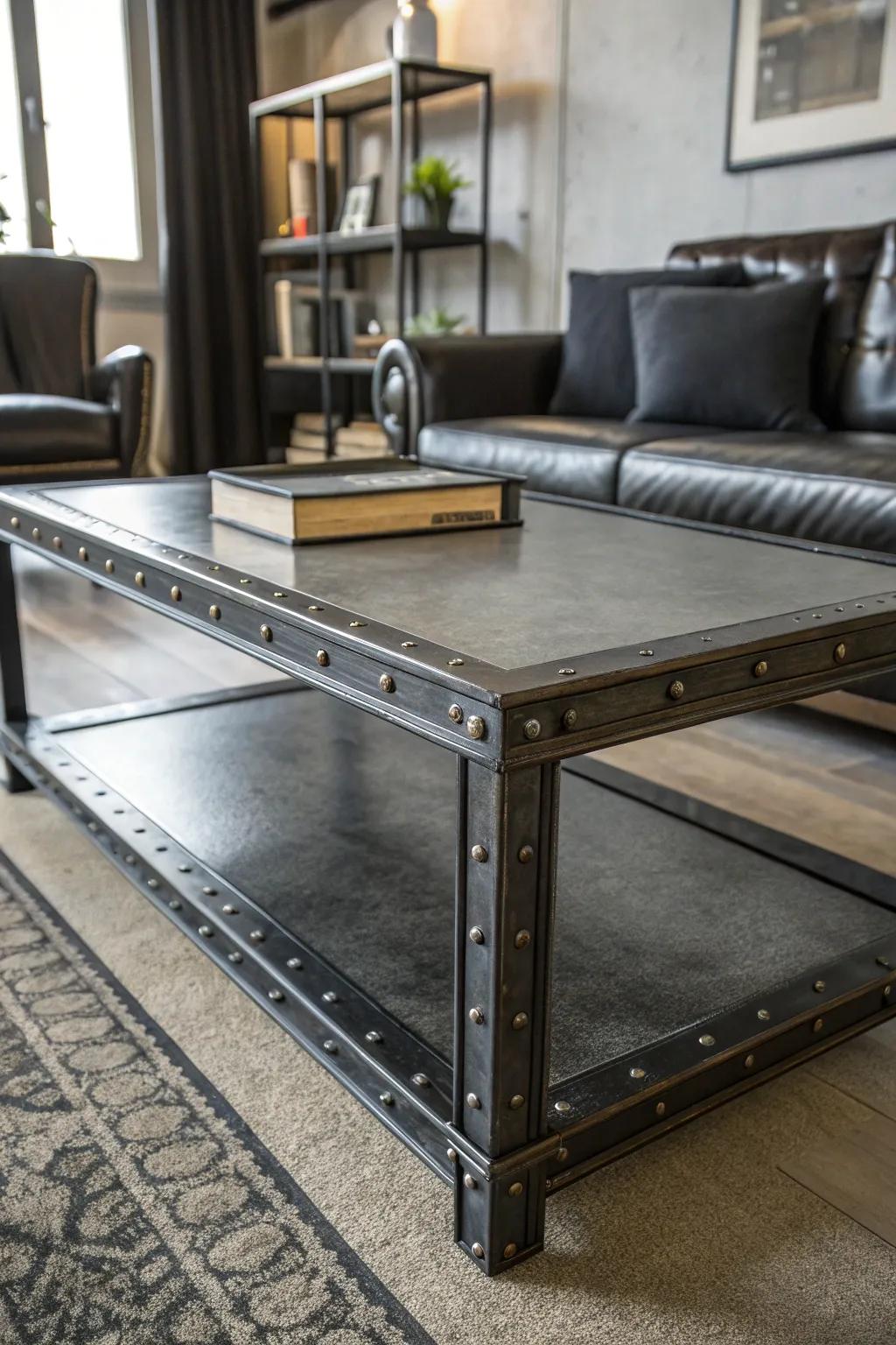 This metal coffee table adds industrial charm to your living area while remaining completely functional.