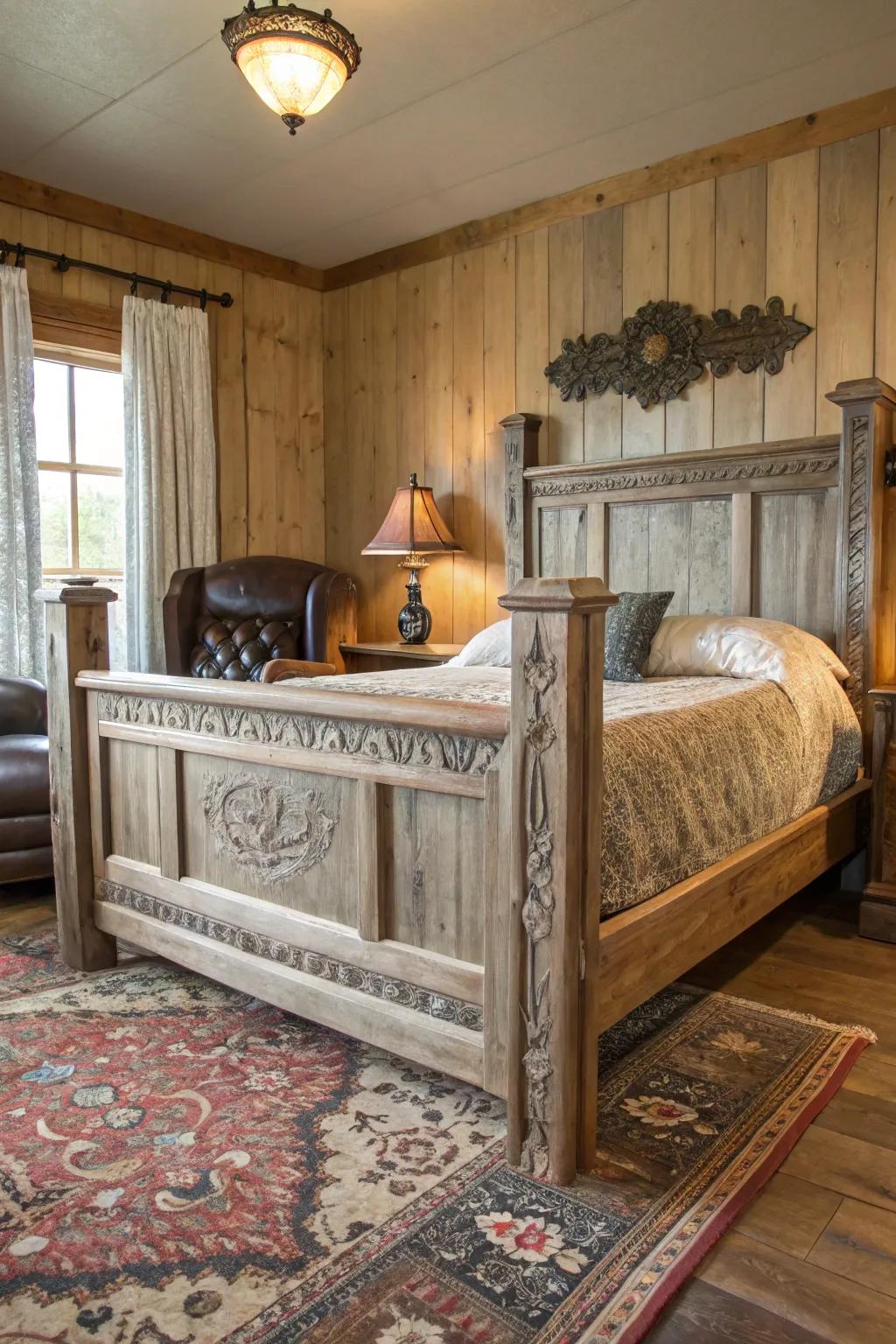 Rustic wood furniture is your starting point for a western getaway.