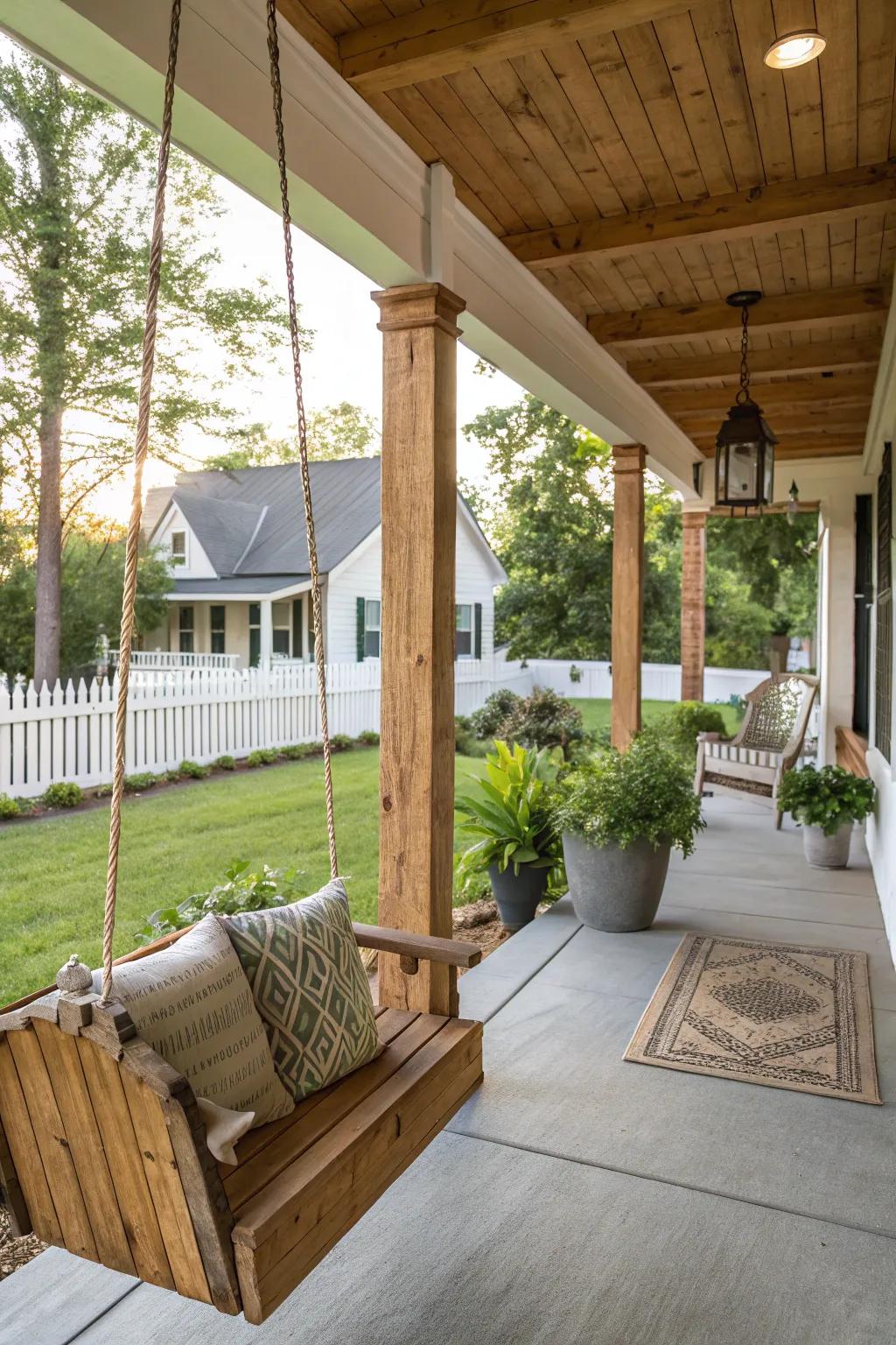 Earthy timber supports create a genuine atmosphere.