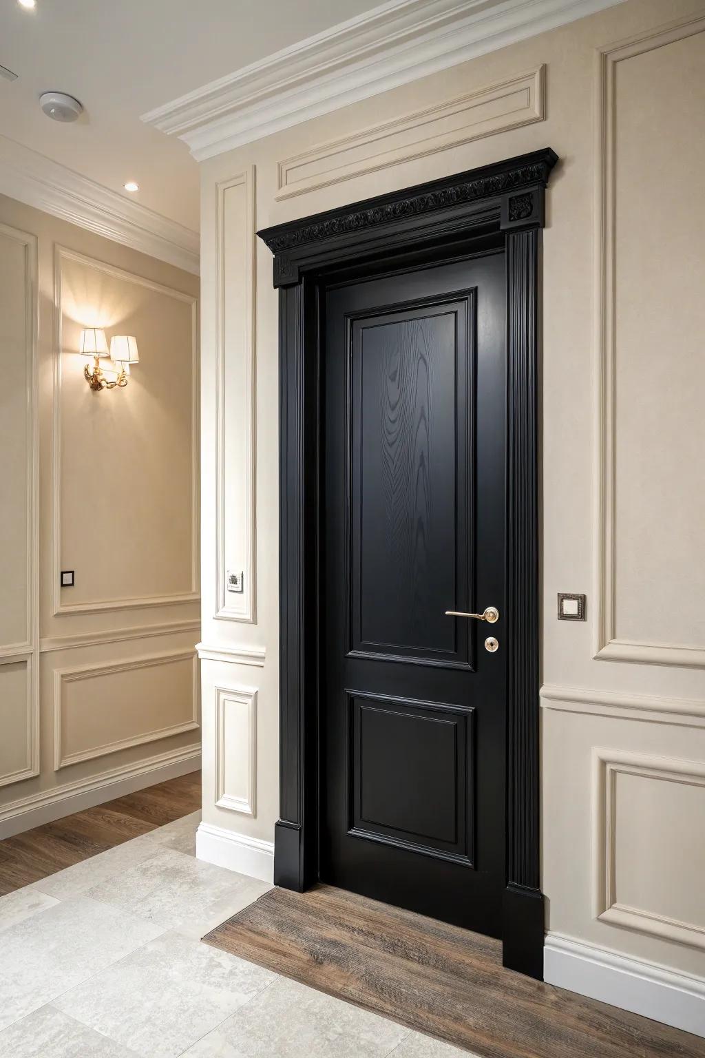 A traditional black interior door infuses elegance into any space.