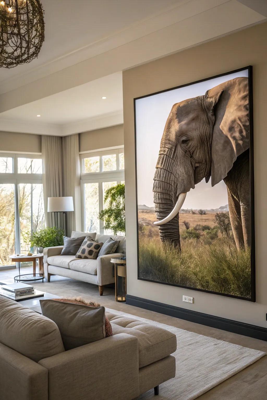 Elegant elephant art piece.