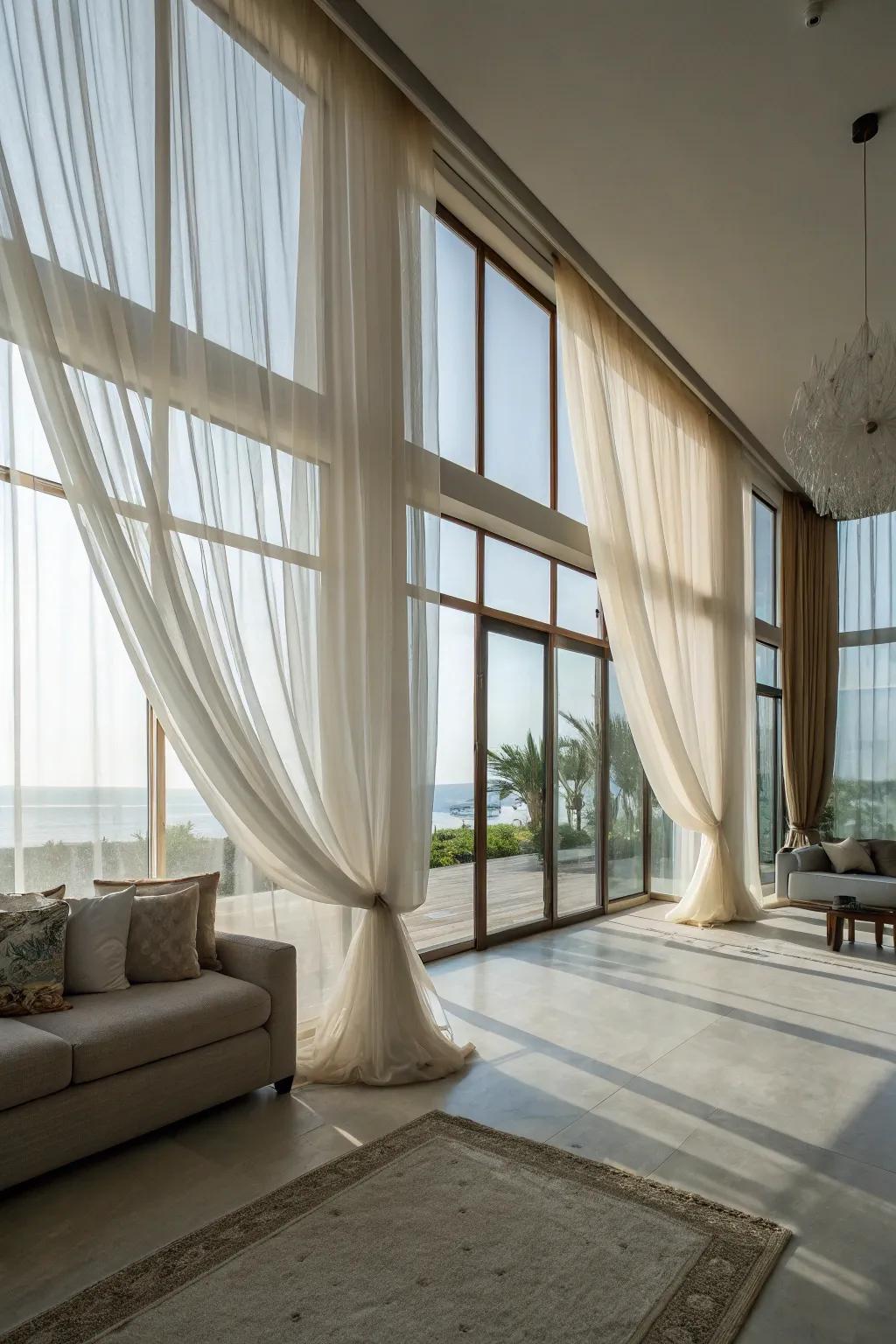 Light curtains cast a gentle, dreamy glow as they filter natural light.