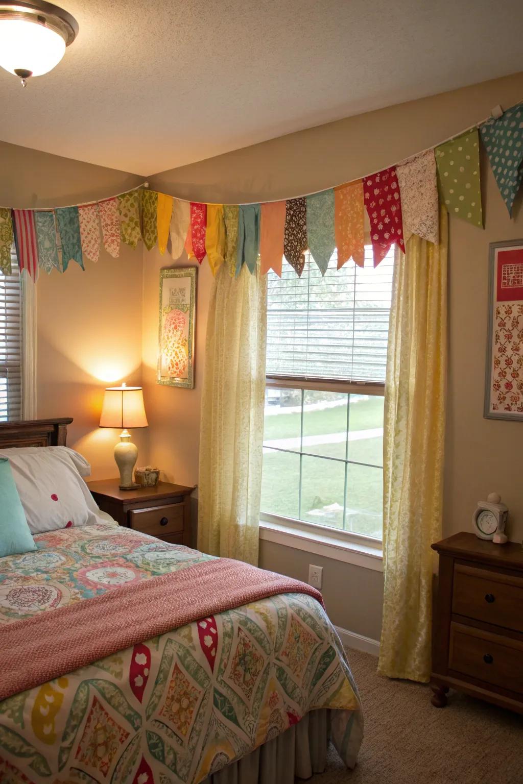 Construct your own budget-friendly valances using fabric remnants.