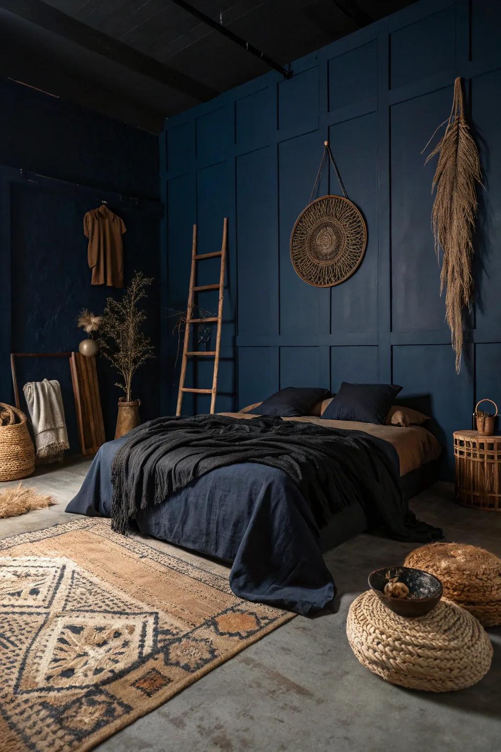 Dark tones establish the mood for a truly mesmerizing witchy bedroom.