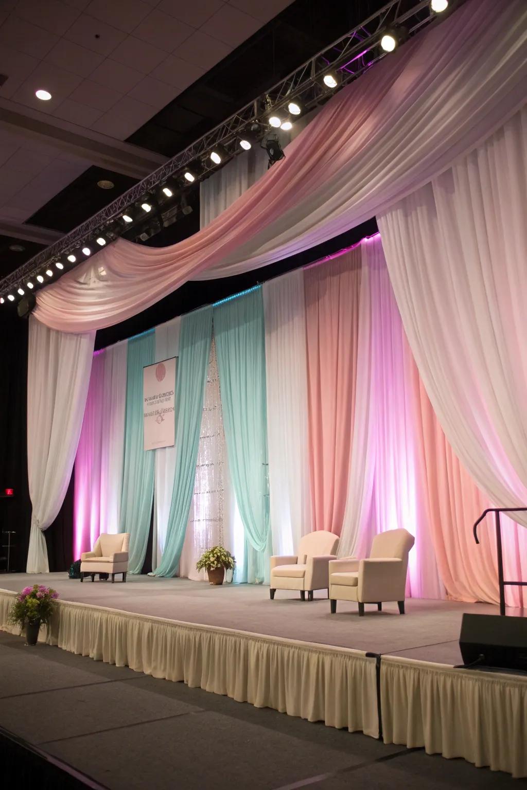 Fabric drapes introduce gentleness and refinement to every stage.