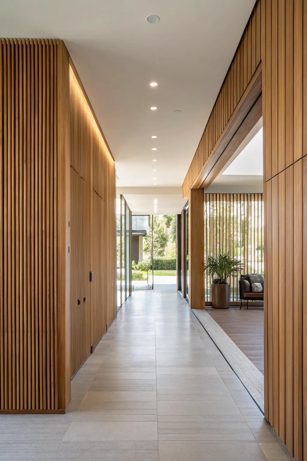 Vertical timber finishes give the illusion of greater height and space.