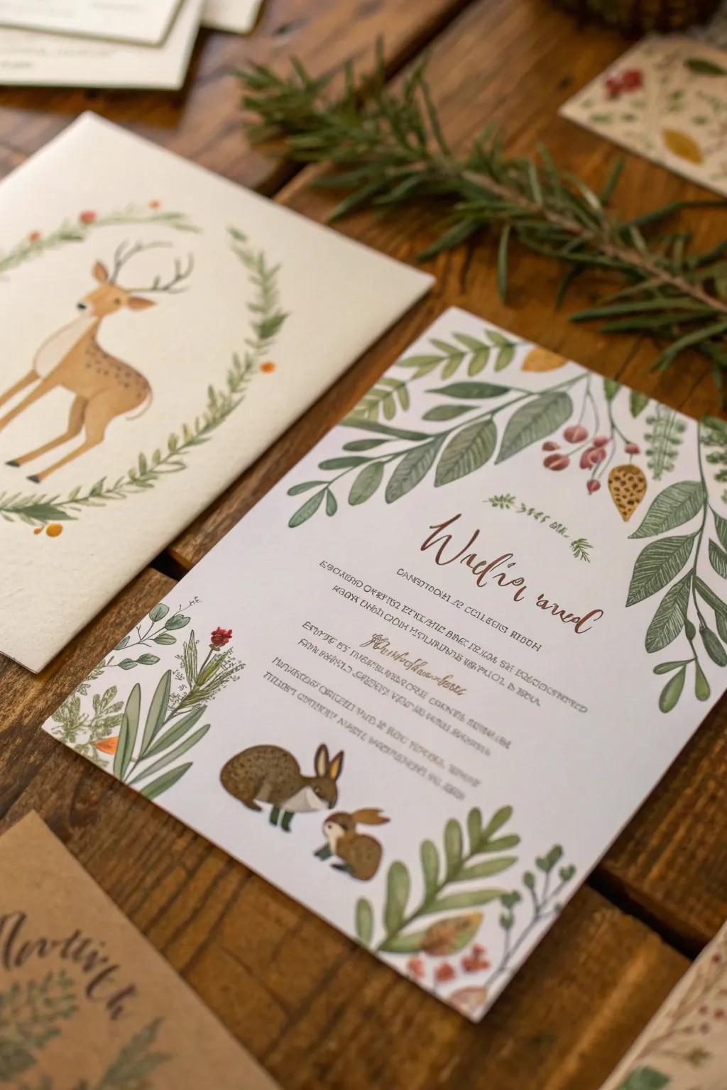 Captivate your invitees with whimsical forest-themed invitations.