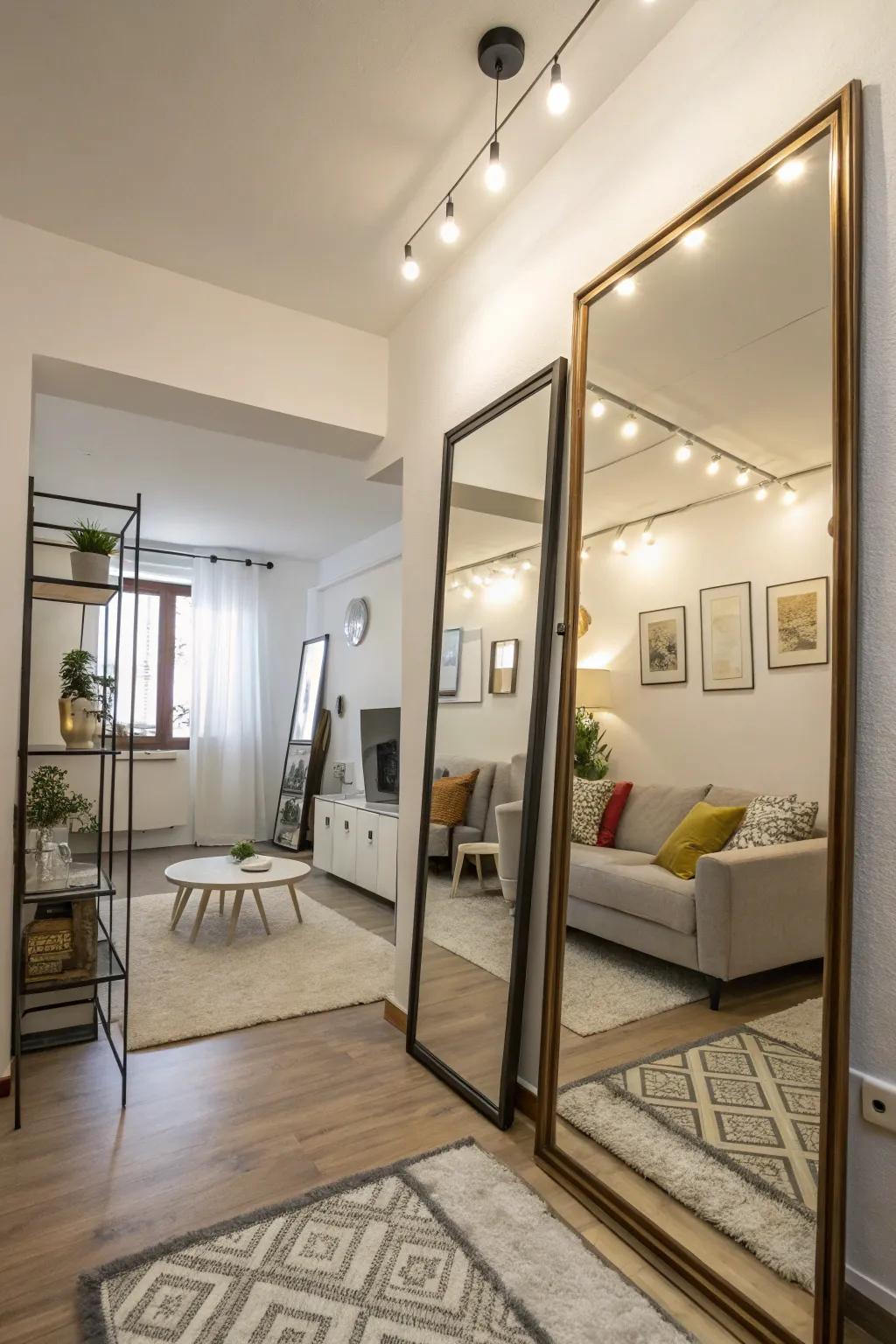 Mirrors create an illusion of space and depth.