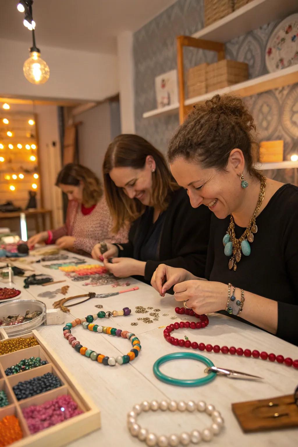 Craft unique mementos at a jewelry creation event.