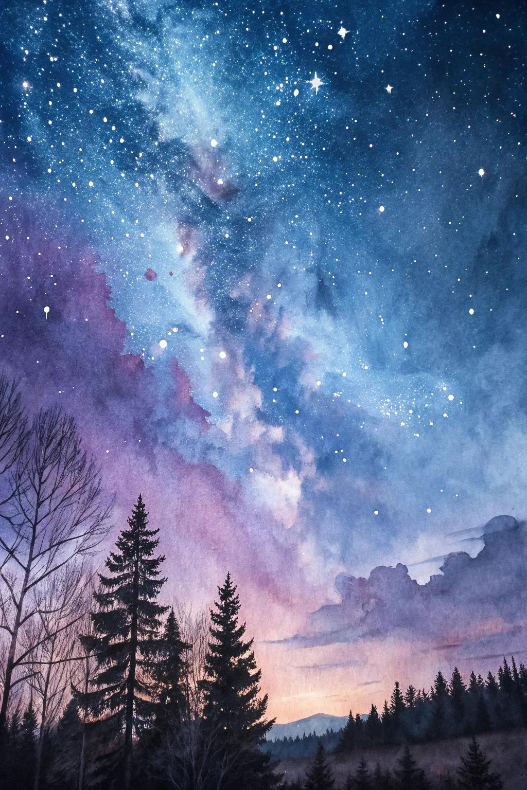 An abstract watercolor of a heavenly sky.