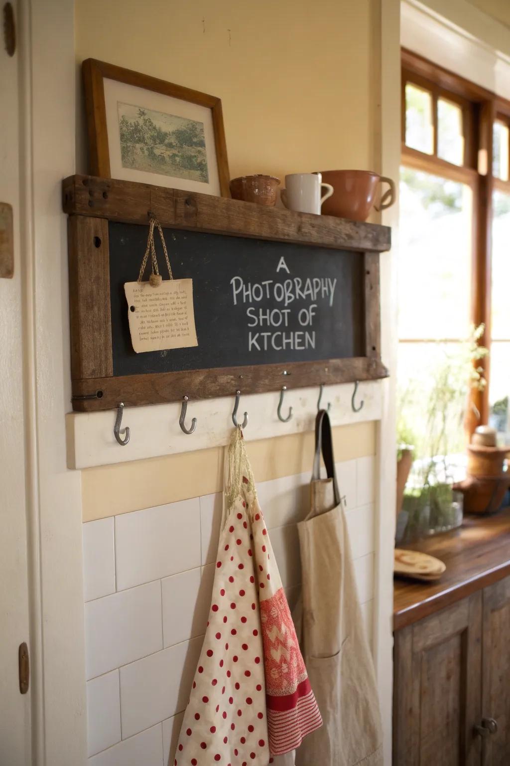 A chalkboard apron station keeps things stylish and useful.