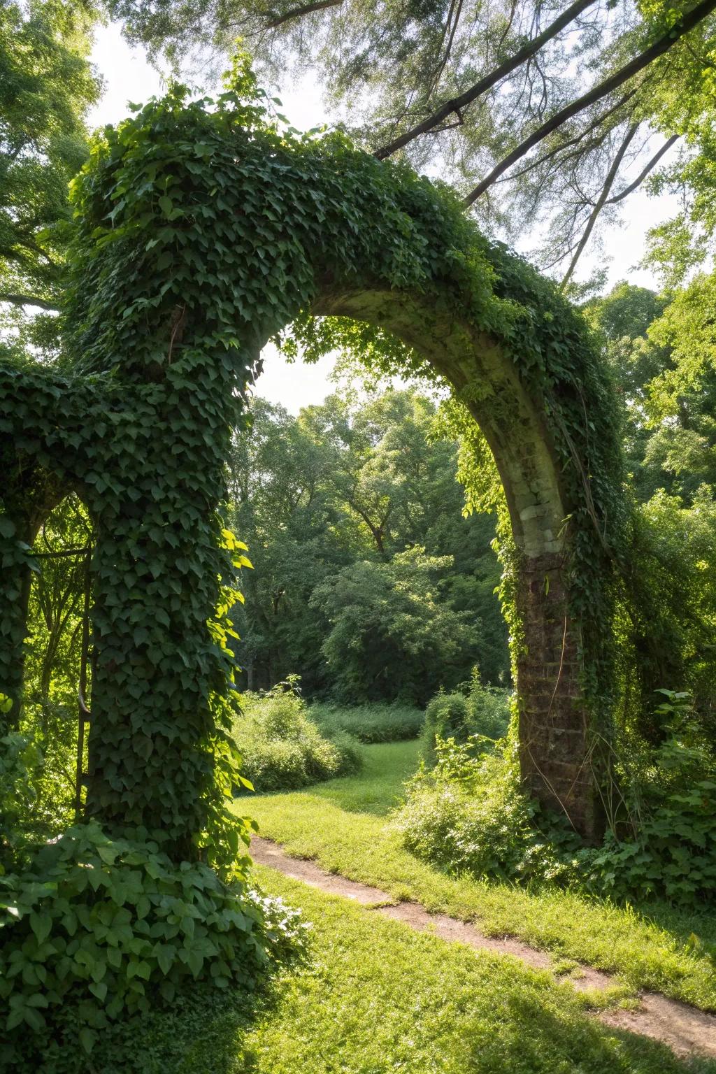 An arch layered in lush verdure for a natural and organic manifestation.