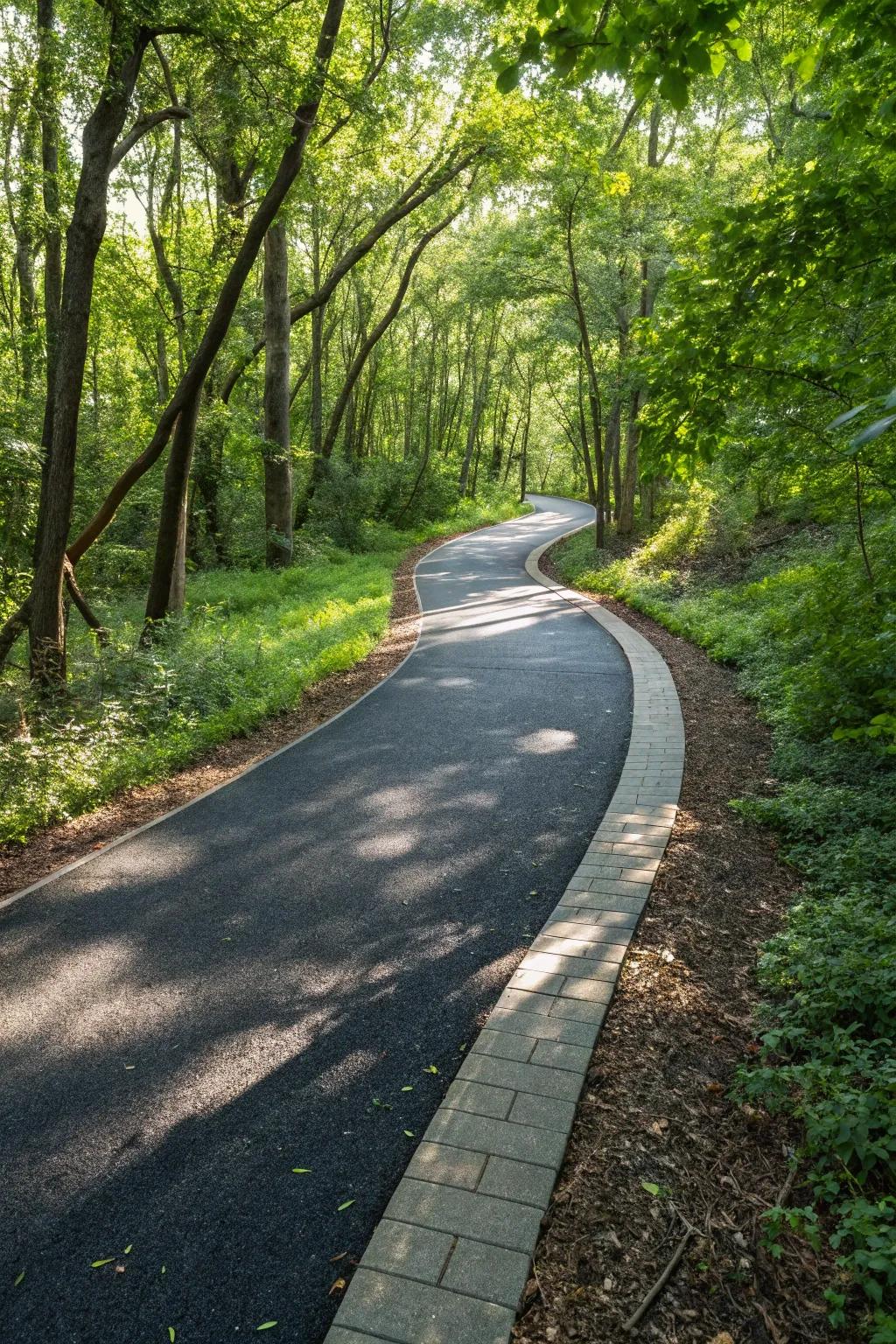 Nature's Elegance: A Masterfully Fashioned Walkway Embraces the Forest's Flow.