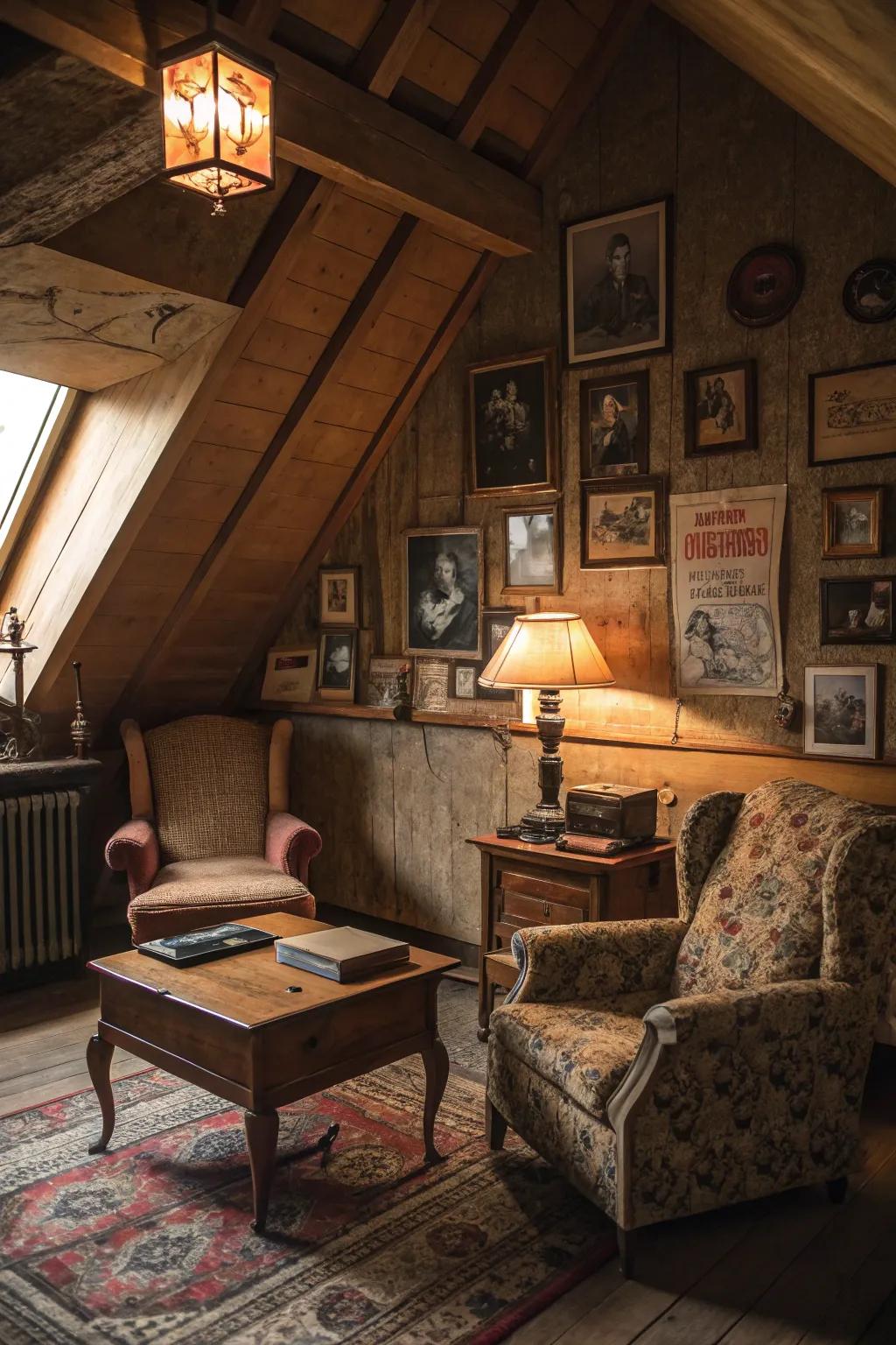 Travel in time with an attic lounge motivated by times past.