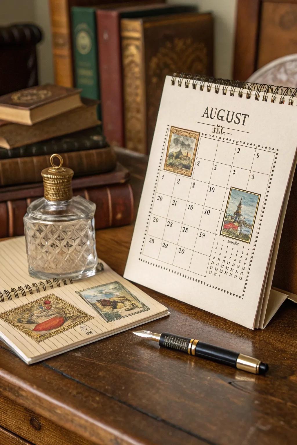 Step back in history using a retro correspondence-inspired calendar.