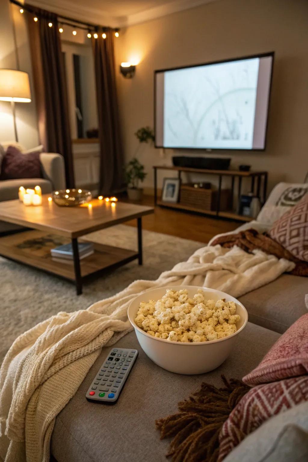 Create a cozy home cinema experience for Mother's Day.