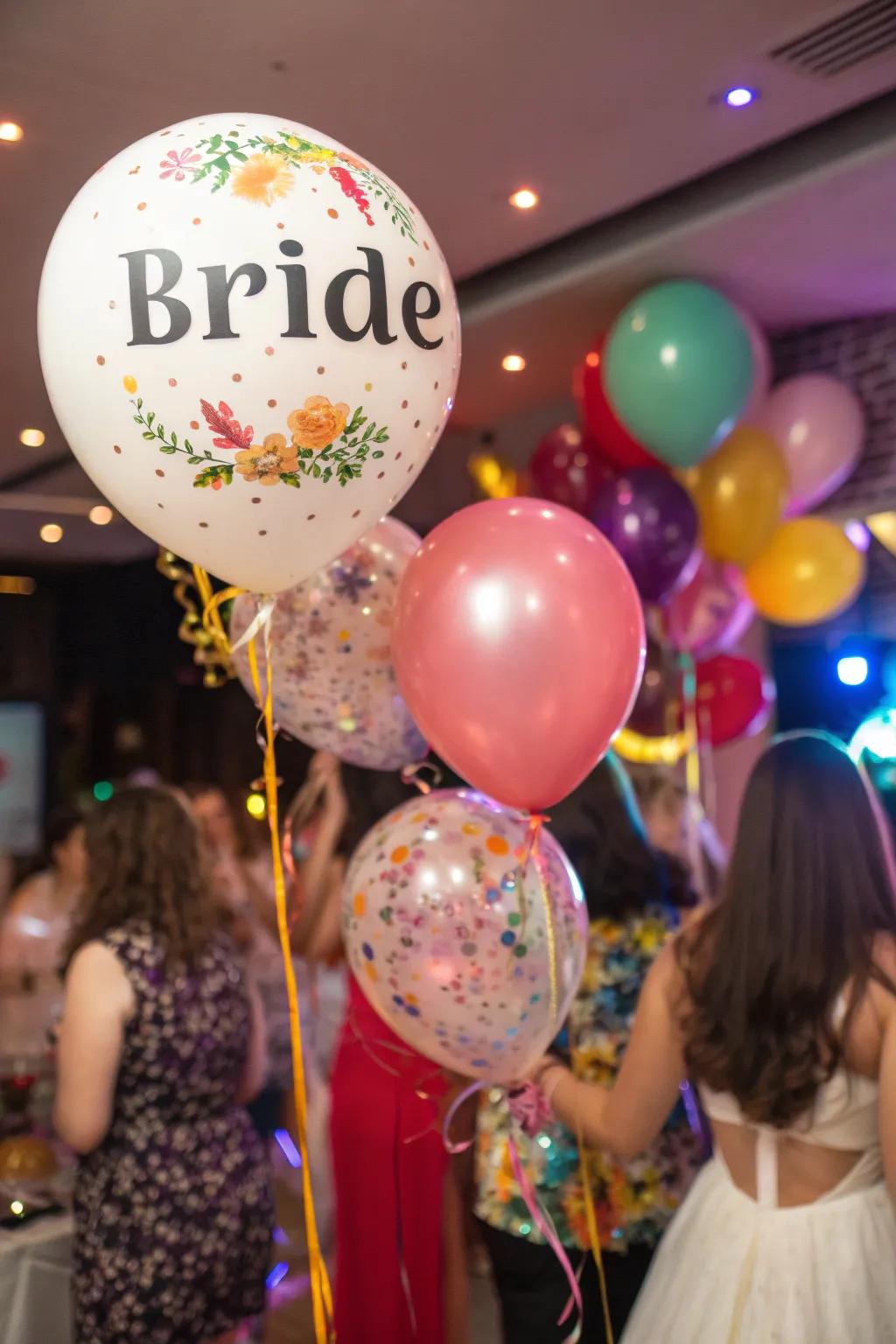 Customized balloons with the bride's name.