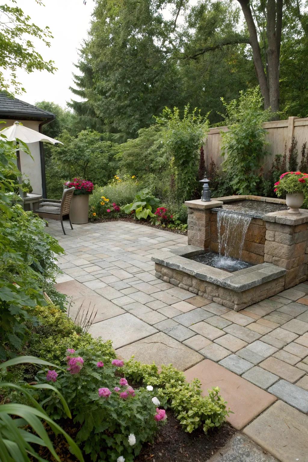 Aqua accents impart a calming and serene component to patios.