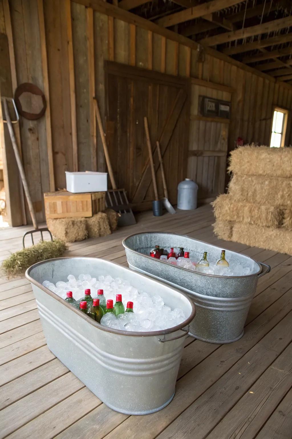 Tubs make for country and practical drink coolers.