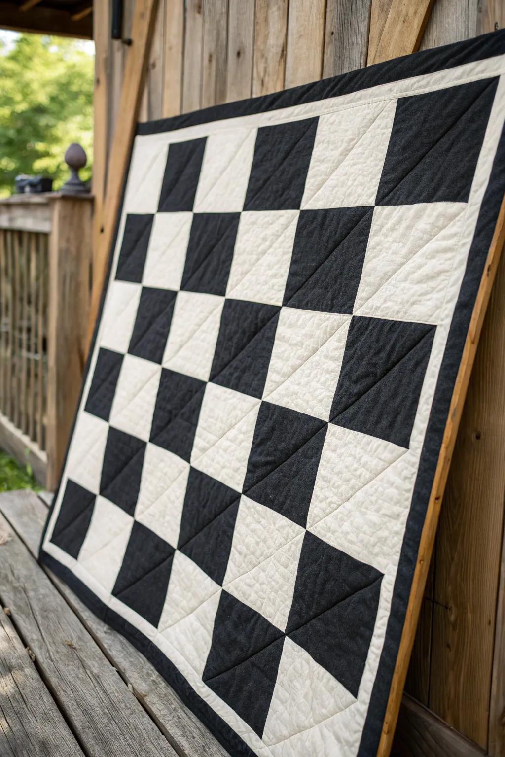 Classic checkerboard quilt pattern.
