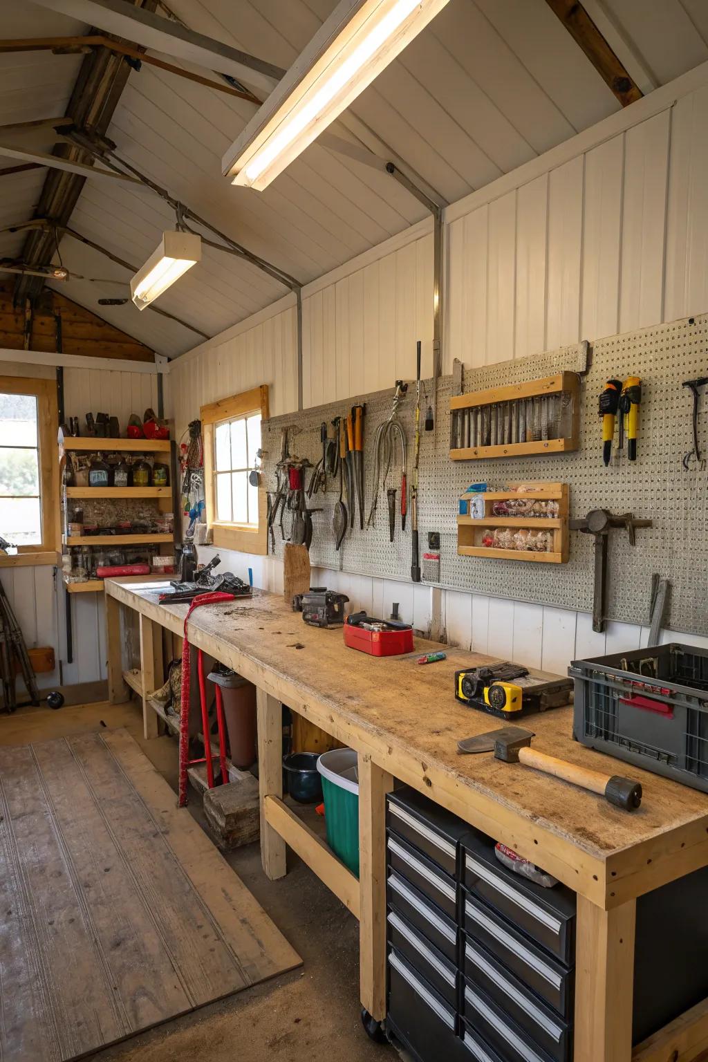 A functional craft zone within this versatile barndominium.