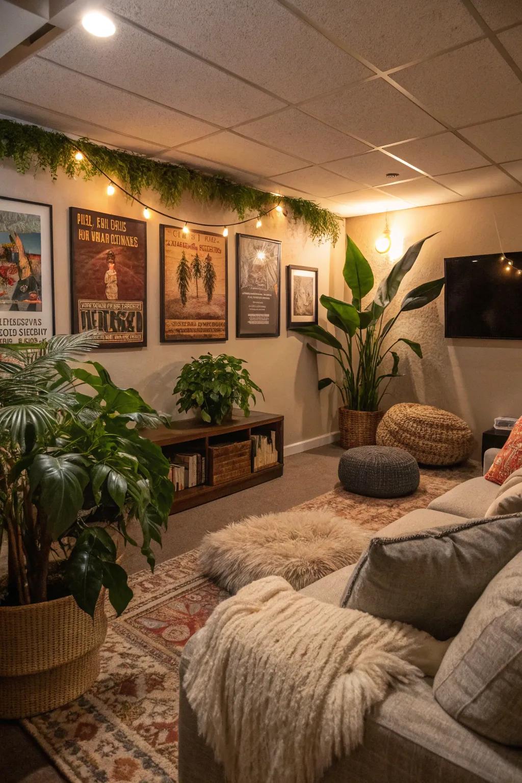 House plants breathe a fresh, lively sense inside your media room.