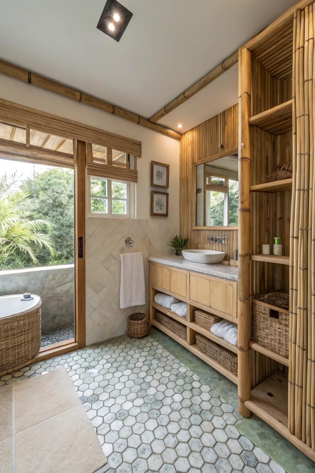 An eco-conscious bathroom layout that combines sustainability with style.