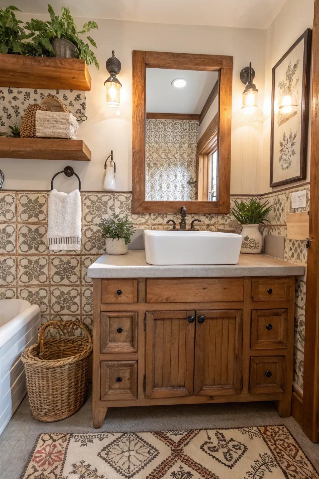 Rustic charm emanates from this farmhouse sink design.