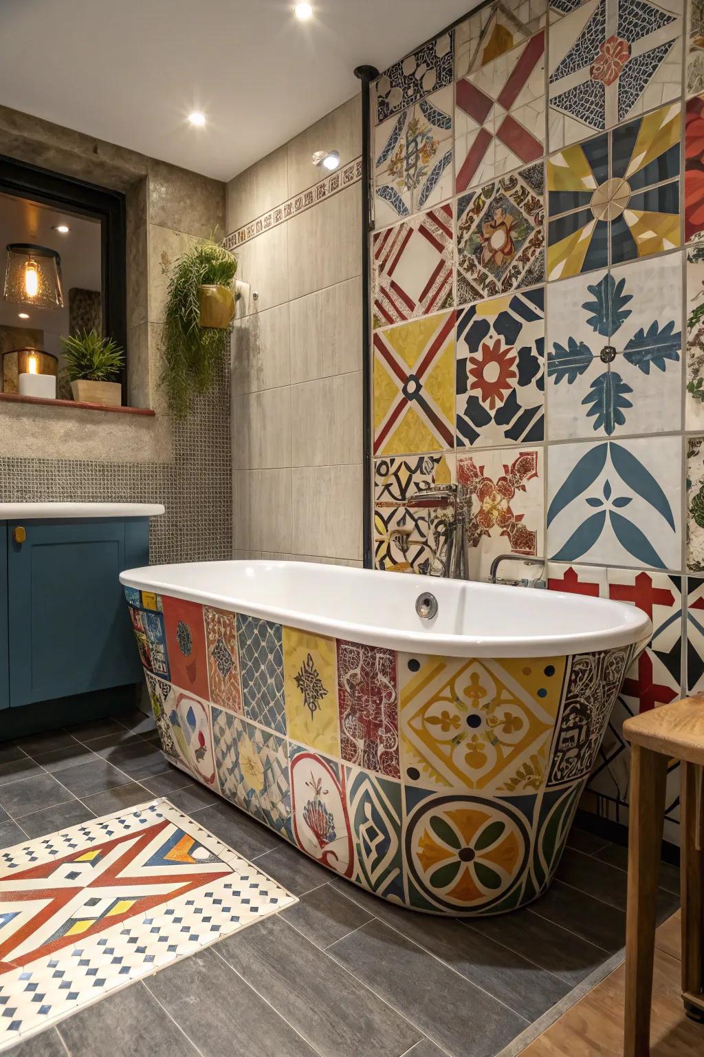 Craft an artistic declaration with mixed tile combinations.