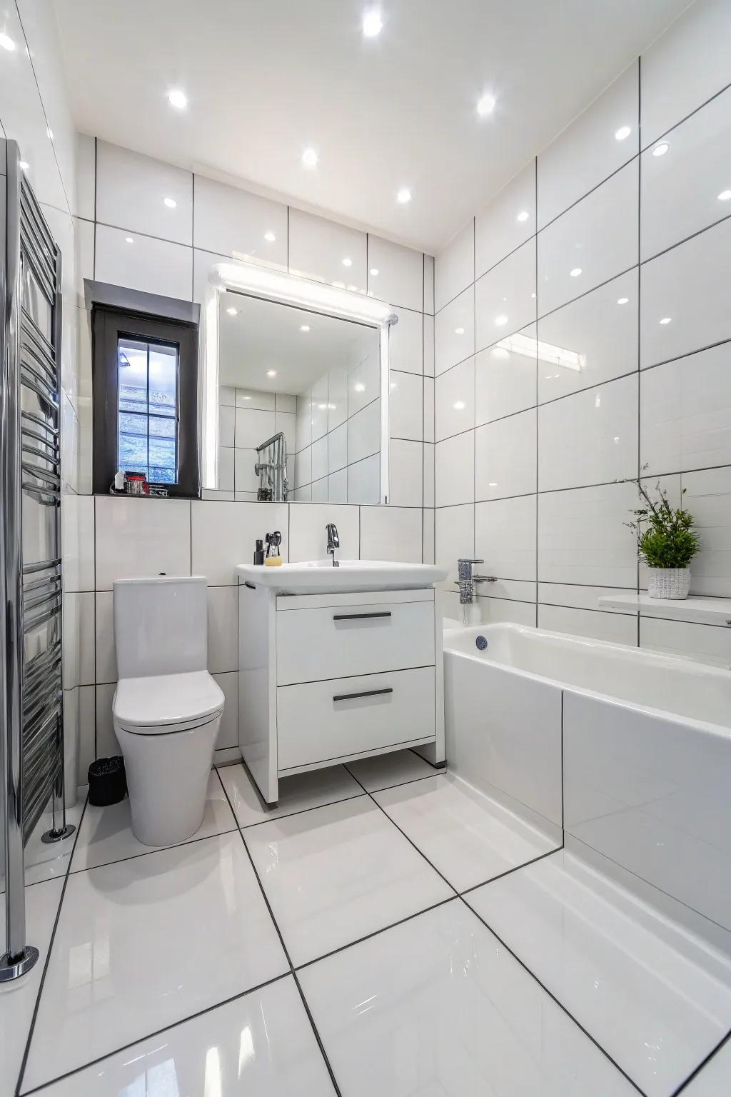 Tile paint provides a quick refresh for bathroom walls.